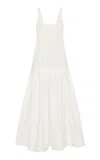 St Agni Pleated Cotton-blend Midi Dress In White
