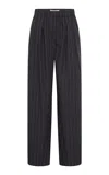 St Agni Pleated Cotton-blend Tapered Pants In Black
