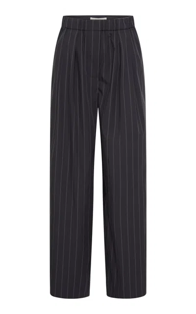 St Agni Pleated Cotton-blend Tapered Pants In Black