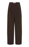 St Agni Pleated Cotton-blend Tapered Pants In Brown