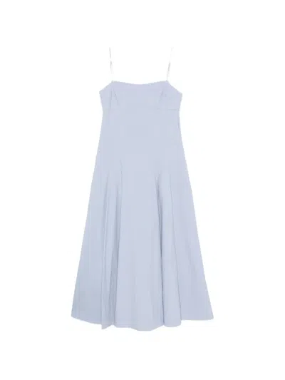 St Agni Pleated Cotton Dress In Blue