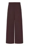 St Agni Pleated Nylon-cotton Suiting Wide-leg Pants In Burgundy