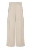 St Agni Pleated Nylon-cotton Suiting Wide-leg Pants In Off-white