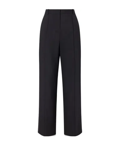 St Agni Pleated Pinstriped Woven Wide-leg Pants In Black
