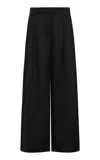 St Agni Tailored Linen Wide-leg Pants In Black
