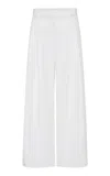 St Agni Pleated Twill Wide-leg Pants In Off-white