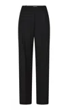 St Agni Pleated Wool-blend Suiting Straight-leg Pants In Black
