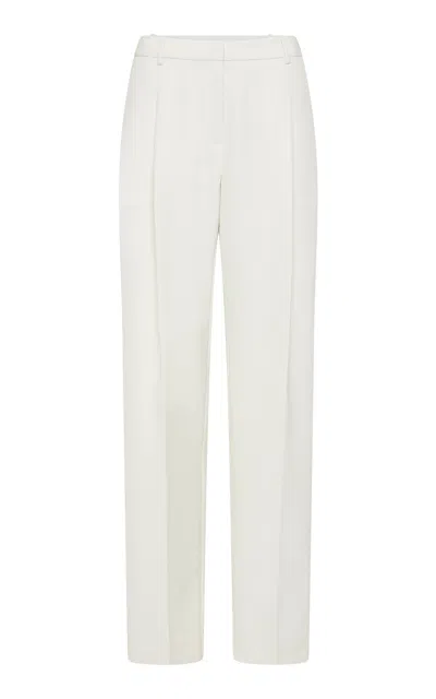St Agni Pleated Wool-blend Suiting Straight-leg Pants In White