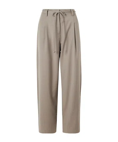 St Agni Pleated Wool-blend Barrel-leg Pants In Gray