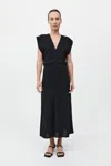 St Agni Plunge Drape Dress In Black