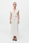 St Agni Plunge Drape Dress In Off White