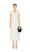 St Agni Plunge Drape Dress In Off White