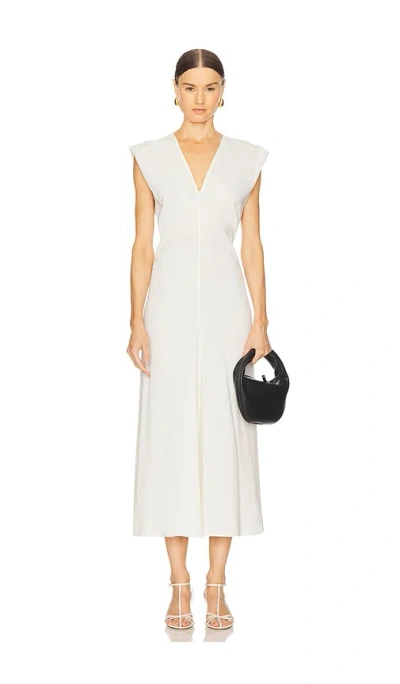 St Agni Plunge Drape Dress In Off White