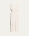 St Agni Plunge-neck Draped Maxi Dress In Off White
