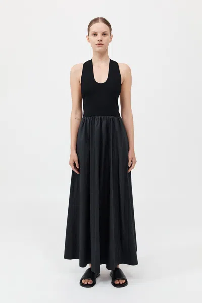 St Agni Plunge Neck Dress In Black