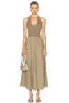 St Agni Plunge Neck Dress In Shadow