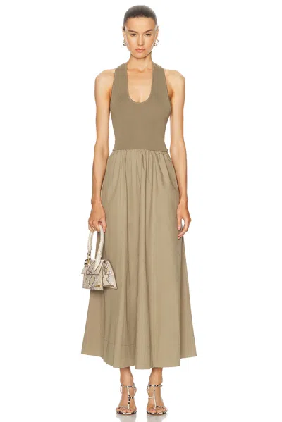 St Agni Plunge Neck Dress In Shadow