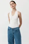 St Agni Plunge-neck Knit Top In White