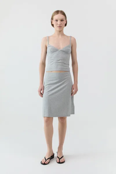 St Agni Pointelle Skirt In Grey Marle