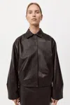 St Agni Cocoon Leather Utility Jacket In Chocolate
