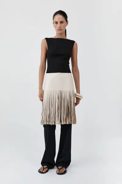 St Agni Pre-order: Fringe Belt Skirt In White