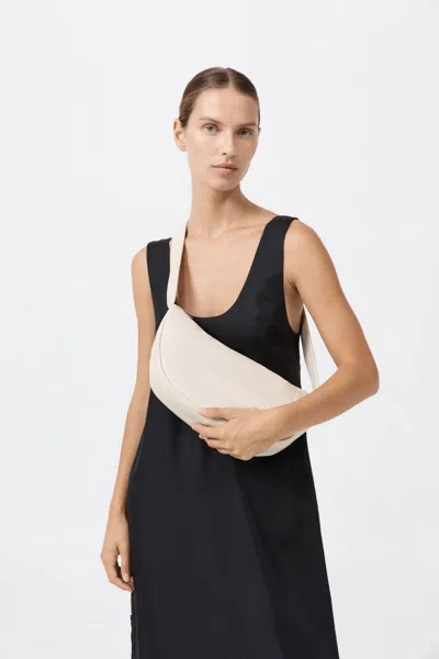 St Agni Pre-order: Perforated Crescent Bag In White