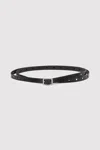 St Agni Pre-order: Perforated Slim Belt In Black