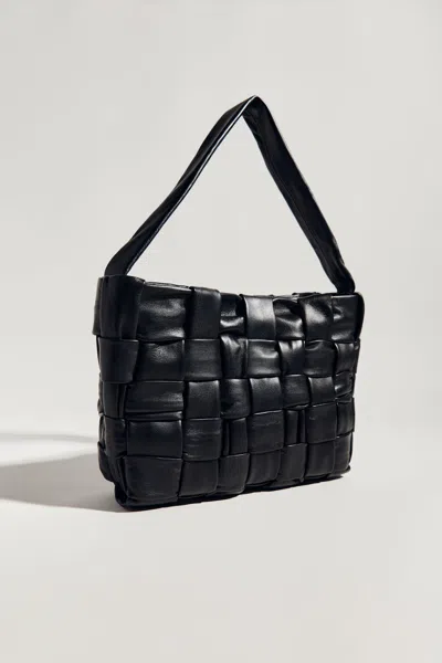 St Agni Textured Mini Woven Tote In Black