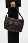 St Agni Textured Mini Woven Tote In Chocolate