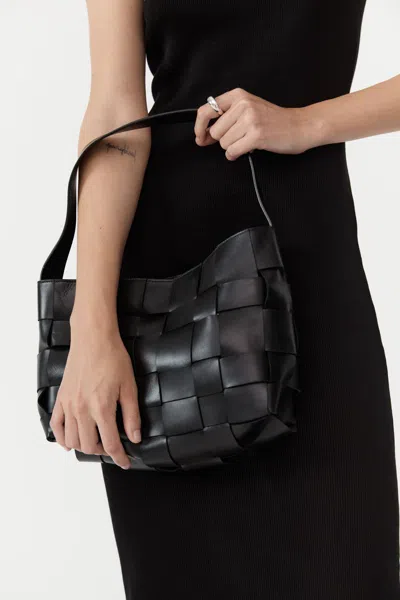 St Agni Woven Mini Tote In Black