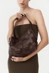 St Agni Woven Mini Tote In Chocolate