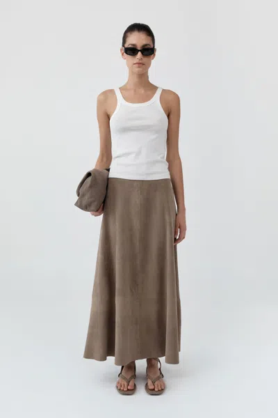 St Agni Pre-order: Suede Circle Skirt In Brown