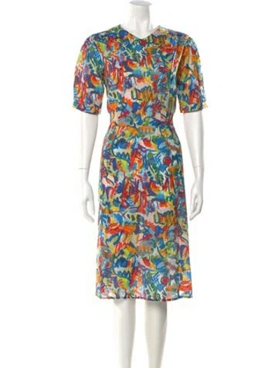 Pre-owned St Agni Printed Midi Length Dress In Multi