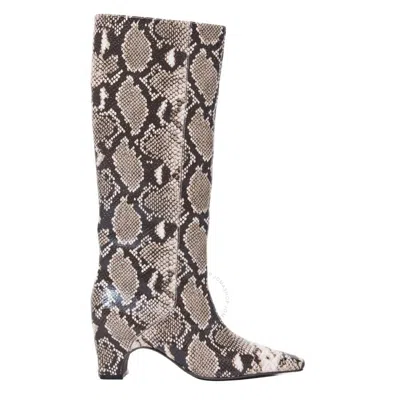 ST AGNI ST AGNI PYTHON PRINT LEATHER HIGH BOOTS