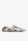 St Agni Python Print Leather Loafers In Beige