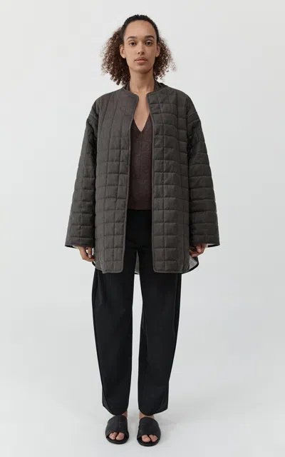 St Agni Quilted Wool-blend Jacket In Brown