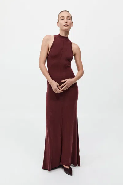 St Agni Racer Back Jersey Maxi Dress In Currant
