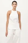 St Agni Racerback High Neckline Top In White In White