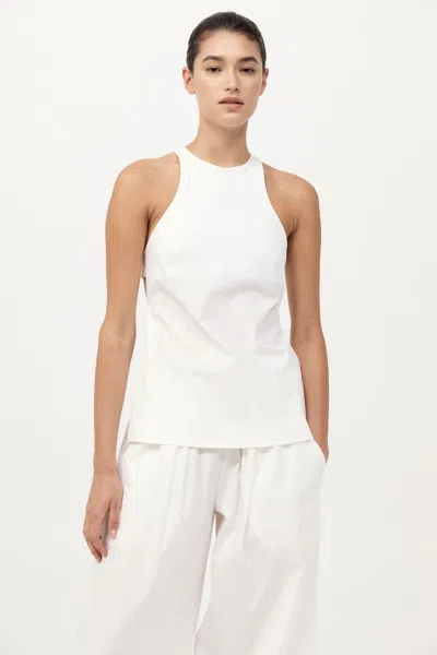 St Agni Racerback High Neckline Top In White