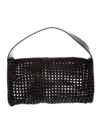Pre-owned St Agni Raffia Shoulder Bag In Black