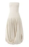 St Agni St. Agni Raw Balloon Silk Dress In White