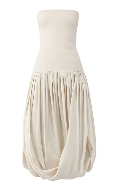 St Agni St. Agni Raw Balloon Silk Dress In White