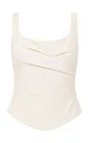 St Agni St. Agni Raw Draped Bodice Silk Top In Neutral