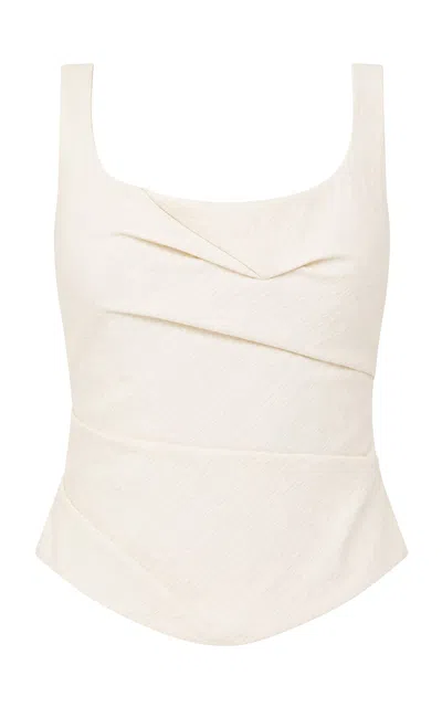 St Agni St. Agni Raw Draped Bodice Silk Top In Neutral