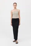 St Agni Raw Edge Column Maxi Skirt In Black