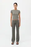 St Agni Raw Edge Pants In Smokey Olive