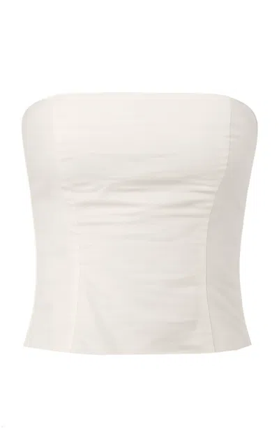 St Agni St. Agni Raw Minimal Bodice Silk Top In White