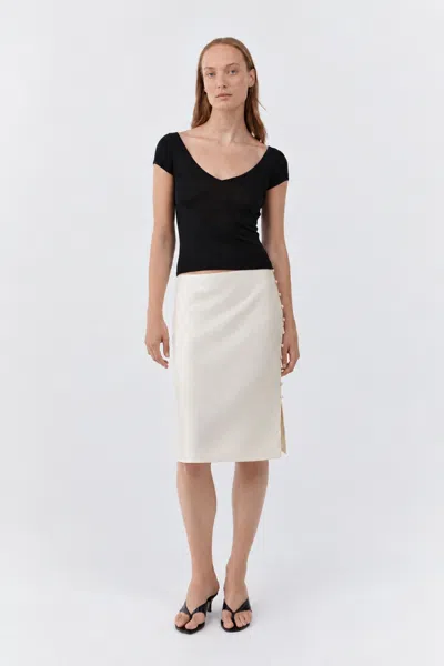 St Agni Raw Silk Pencil Skirt In Neutral