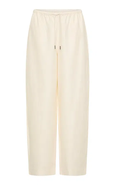 St Agni Relaxed Cotton-linen Straight-leg Pants In Neutral