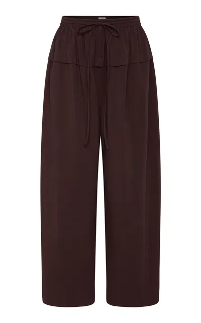 St Agni St. Agni Relaxed Cotton-blend Peplum Pleat Pants In Burgundy